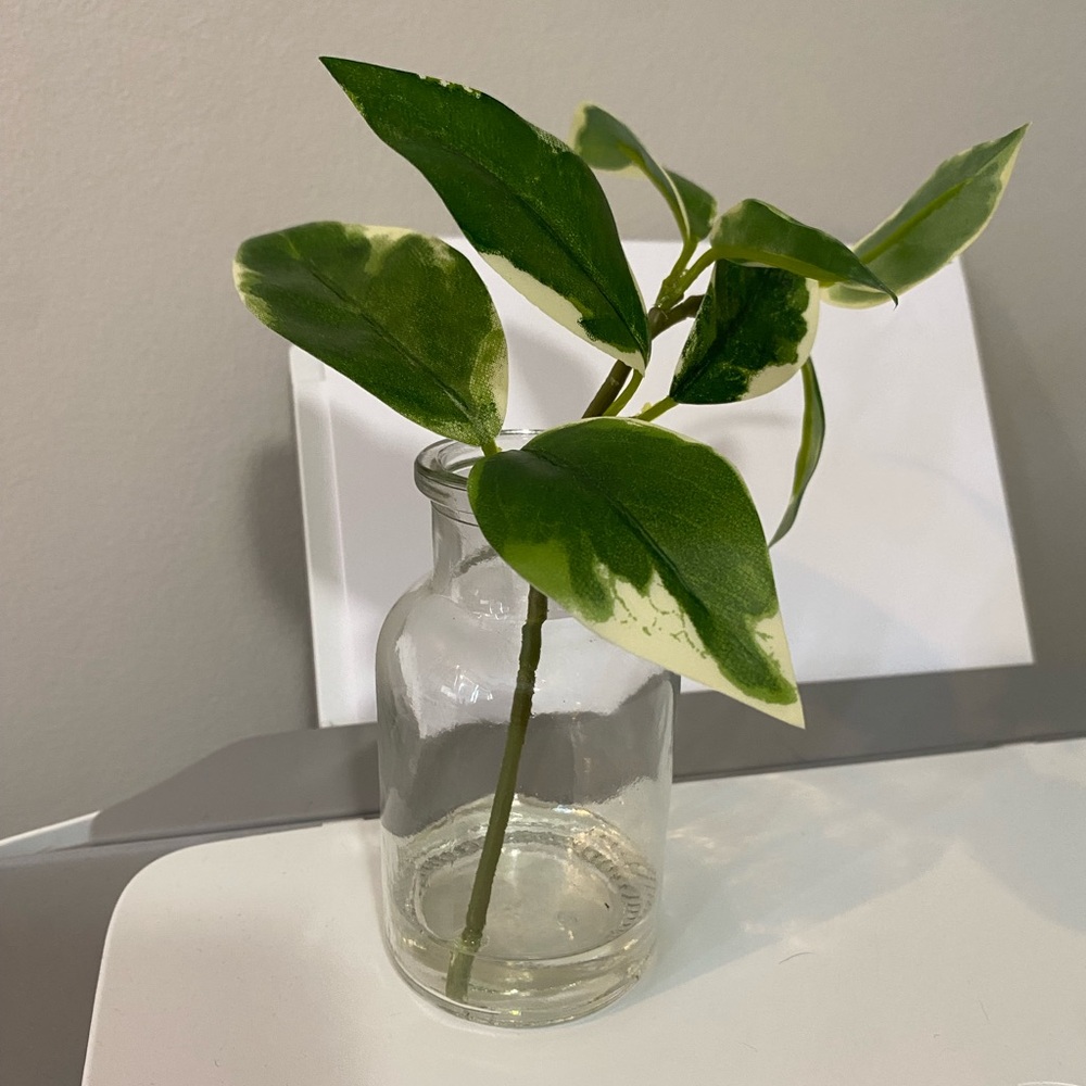 Mini Glass Vase with Faux Plant